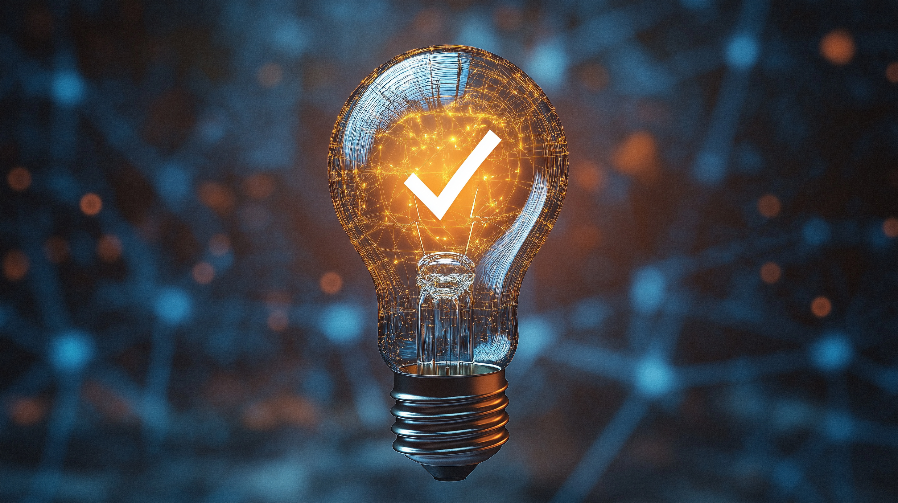 電球の中にチェックマーク